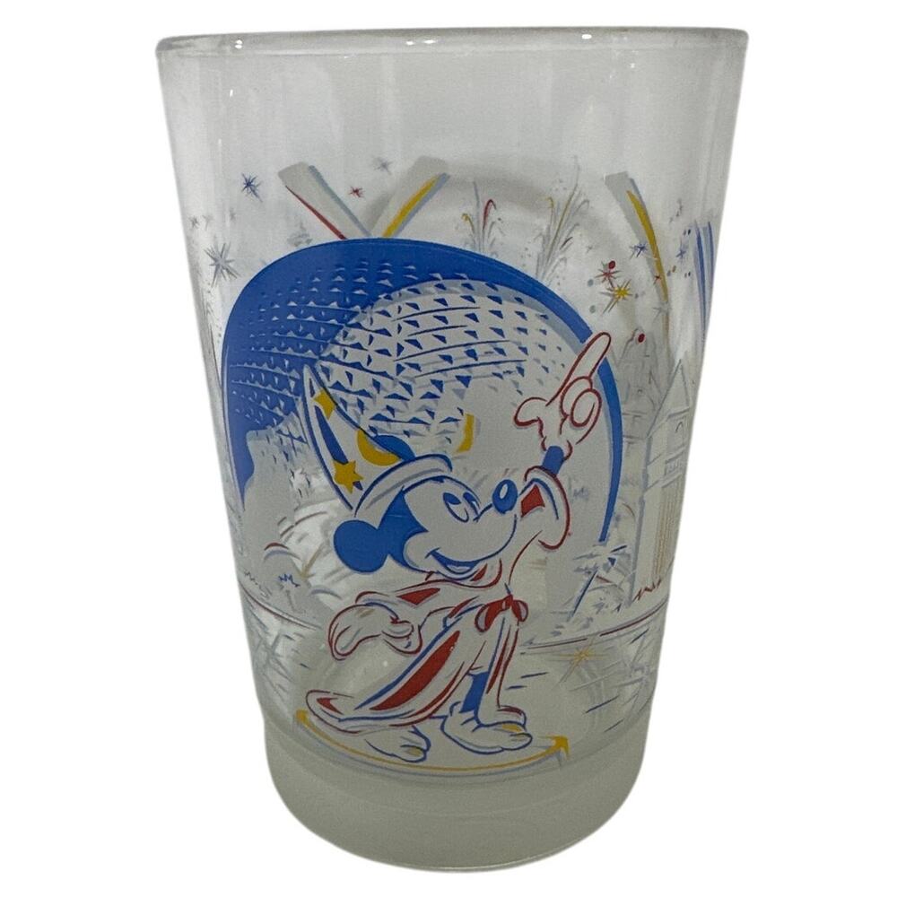 McDonalds Walt Disney World 25th Anniversary Epcot Glass Cup Mickey 1996 Vintage